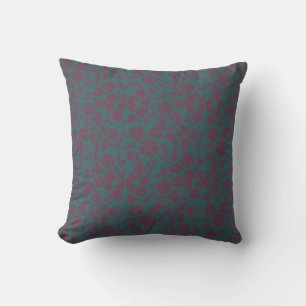 Plumblommor på Teal MOJO Pillow Kudde