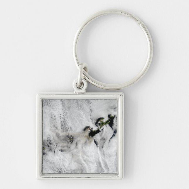 Plume from Okmok Volcano, Aleutian Islands 2 Fyrkantig Silverfärgad Nyckelring (Framsidan)