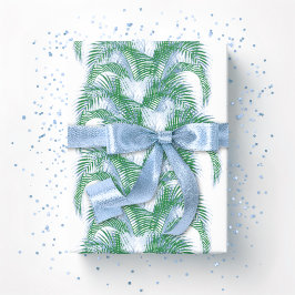 Plume Palm Fronds in Blue and Green Presentpapper