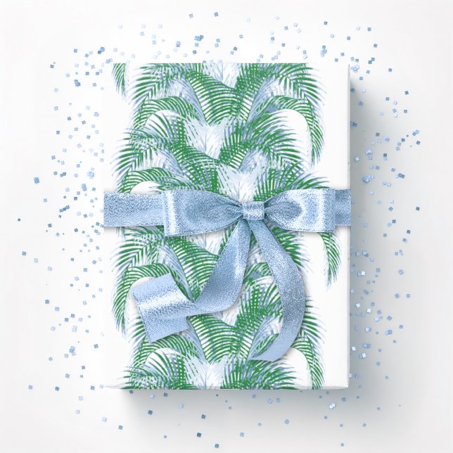 Plume Palm Fronds in Blue and Green Presentpapper (Skapare uppladdad)