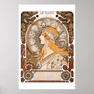 Plume Zodiac Woman av Alphonse Mucha – Art Nouveau Poster