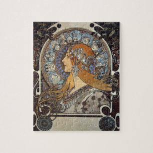 Plume Zodiac Woman av Alphonse Mucha - Art nouveau Pussel