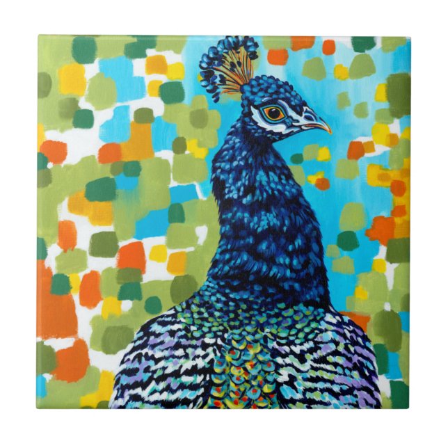 Plumed Peacock II Kakelplatta (Framsidan)