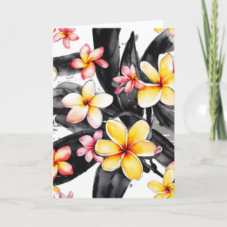 Plumeria - Akvarellblommor Kort