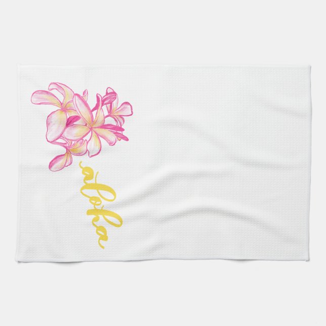 Plumeria Aloha Kökshandduk (Horisontell)
