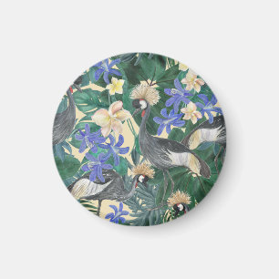 Plumeria Blåa blommor, vattenfärgen Sömlös. Magnet
