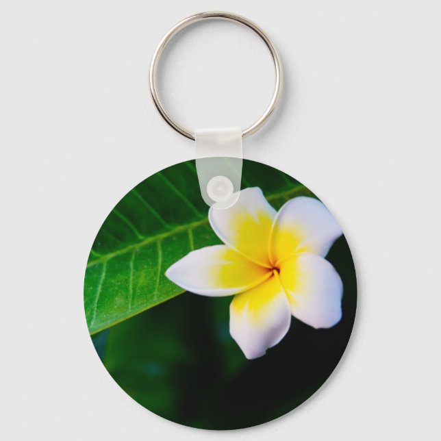 Plumeria Blomfotografering Nyckelring (Framsida)