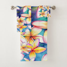 Plumeria-Blommar med Blue Hawaii Bath Tower Set