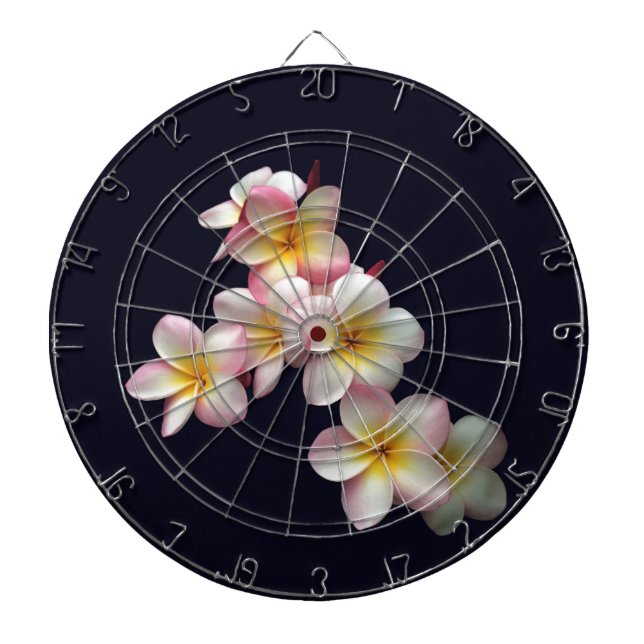 Plumeria blommar på mörk blått darttavla (Framsidan)