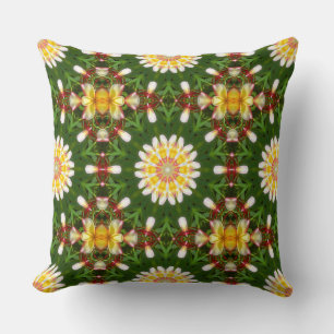 Plumeria Blommig Mandala med Tropisk Symmetri Kudde