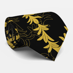 Plumeria Blommigt Lei Garland Mönster Black Bröllo Slips