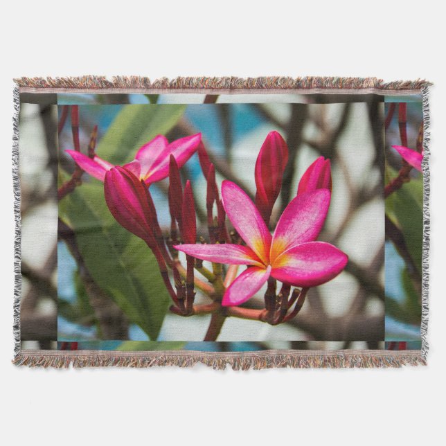 Plumeria-blommor, exotisk blomning filt (Framsidan)