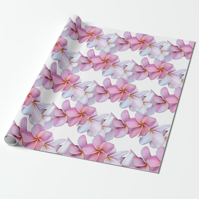 Plumeria Blooms i Rosa Presentpapper (Utrullad)