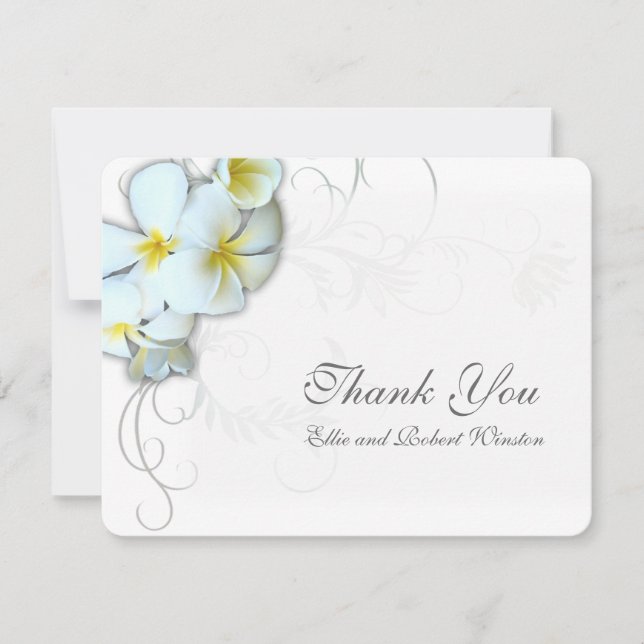 Plumeria Flourish Personlig Tackkort Tack Kort (Framsida)