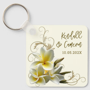 Plumeria Flourish Wedding Favor-kedja Nyckelring