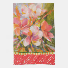 Plumeria Flower Grönt Red Kitchen Towel Kökshandduk