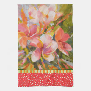 Plumeria Flower Grönt Red Kitchen Towel Kökshandduk