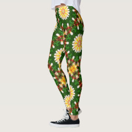 Plumeria Flower Mandala med Tropical Symmetry Leggings