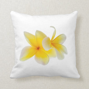 Plumeria Flowers Hawaiian White Gult Frangipani Kudde