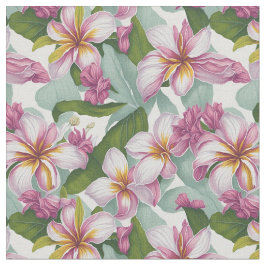 Plumeria Flowers, stort Blommönster Tyg