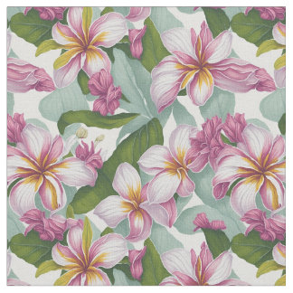 Plumeria Flowers, stort Blommönster Tyg