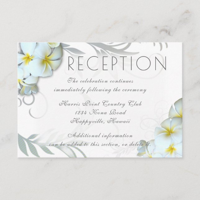 Plumeria Flumeria Flourish Reception Venue-hölje Tilläggskort (Framsida)