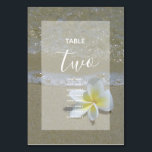Plumeria Frangipani på Sand Bröllop Guest Namn Bordsnummer<br><div class="desc">Den här stranden har en gult och vit frangipani/plumeriablomma på sanden. Gult och vit blomma med strandbakgrund elegant inramad med en vit ogenomskinlig gräns-bakgrund. Denna populära tropiska hawaiiska blomma är perfekt för ett turistbröllop. bordsnumret på elegantens bröllop med modernt inslag. Det finns också möjlighet att matcha bröllopsinbjudningar och andra artiklar...</div>