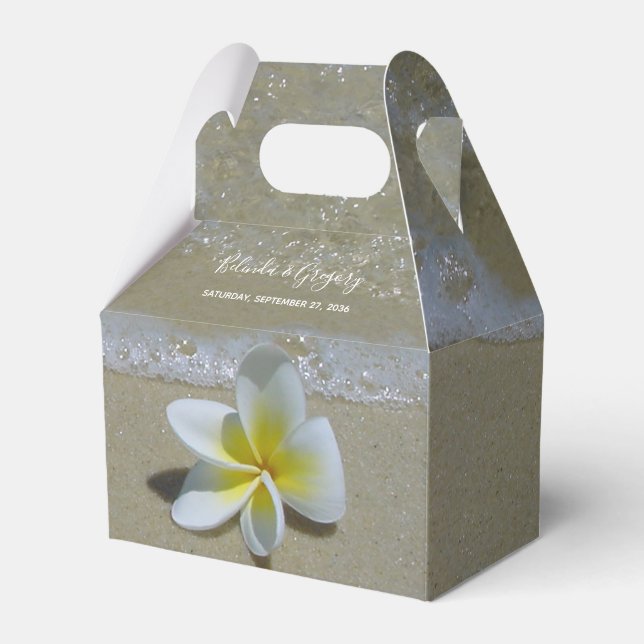 Plumeria Frangipani på Sand Bröllop Presentaskar (Framsidan Sidan)