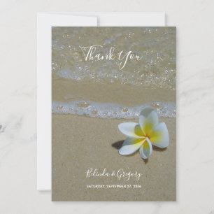 Plumeria Frangipani På Sand Bröllop Tacksamhetskor Tack Kort