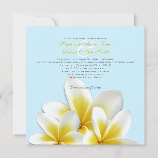 Plumeria Frangipani Tropical Wedding-inbjudningar Inbjudningar (Framsida)