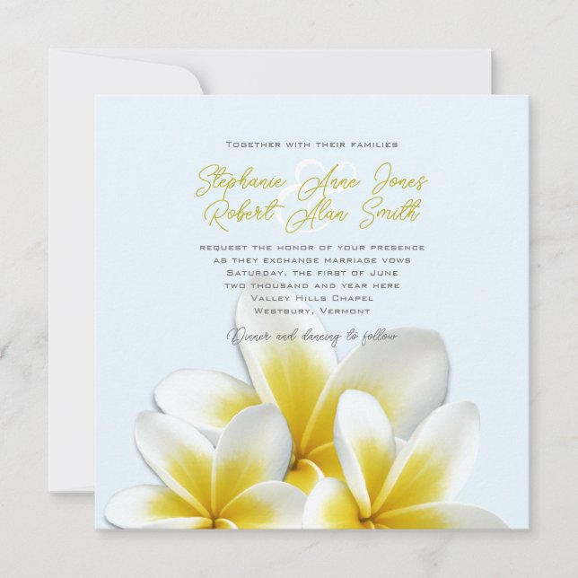 Plumeria Frangipani Tropiska Bröllopsinbjudningar Inbjudningar (Framsida)