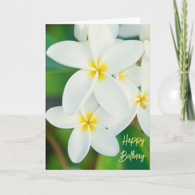 Plumeria Grattis på födelsedagen Card Tack Kort (Framsida)