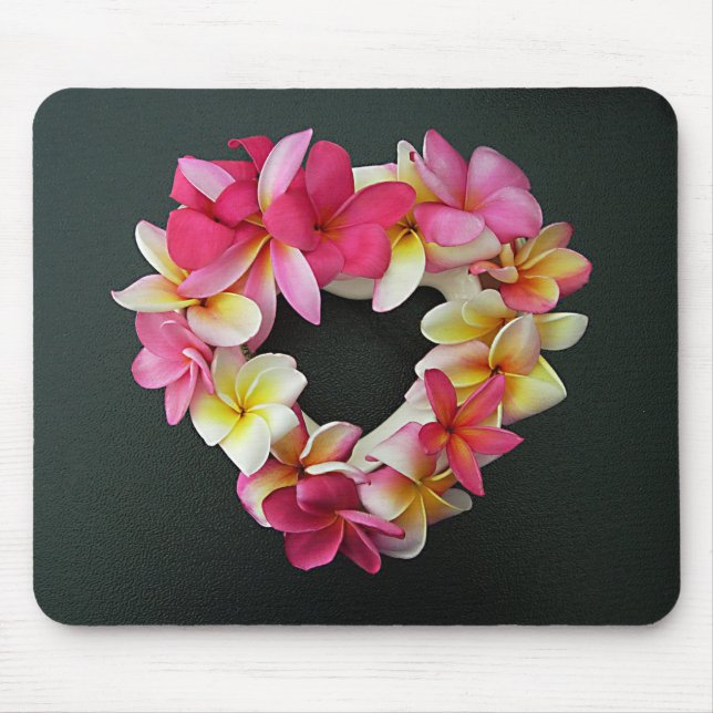 Plumeria i hjärtaring på mousepad musmatta (Framsidan)