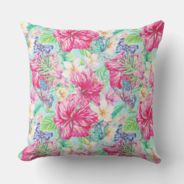 Plumeria kinesiska Hibiscus Foliage Butterflies Kudde