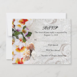 Plumeria Orchid Lei i Sandet RSVP Strand Bröllop OSA Kort