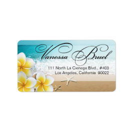 Plumeria Starfish Beach Tropical Bröllop Hawaii Adressetikett