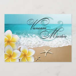 Plumeria Starfish Beach Tropical Bröllop Inbjudningar