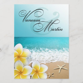 Plumeria Starfish Beach Tropical Bröllop Inbjudningar