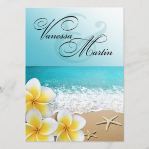 Plumeria Starfish Beach Tropical Bröllop Inbjudningar