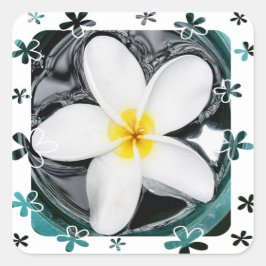 Plumeria Sticker Fyrkantigt Klistermärke