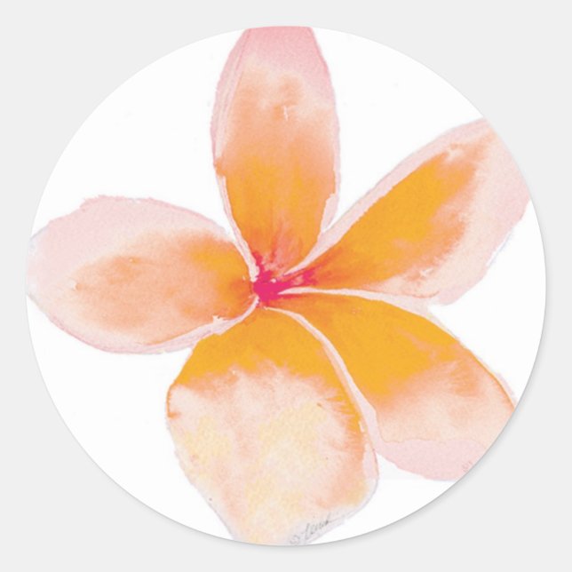 Plumeria Sticker Runt Klistermärke (Framsida)
