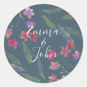 Plumeria Vatten Färg Runt Klistermärke