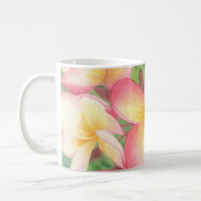 Plumeria Watercolor Painting Mugg (Vänster)