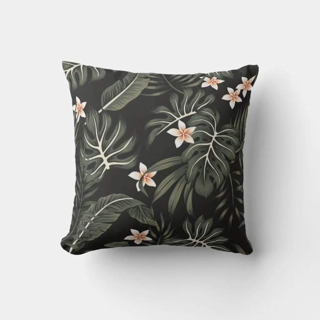 Plumeriablomma från Tropiska vintagen, strelitzia, Kudde (Framsida)