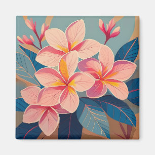 Plumeriablommans konst av tropiskt rosa magnet