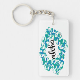 PlumeriaLeiAloha vattenfärg Keychain