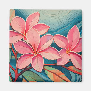 Plumerias i rosa magnet