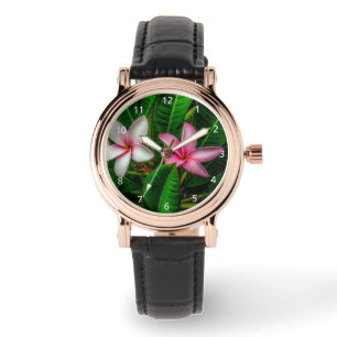 Plumerias in White and Rosa eWatch Watch Watch Armbandsur