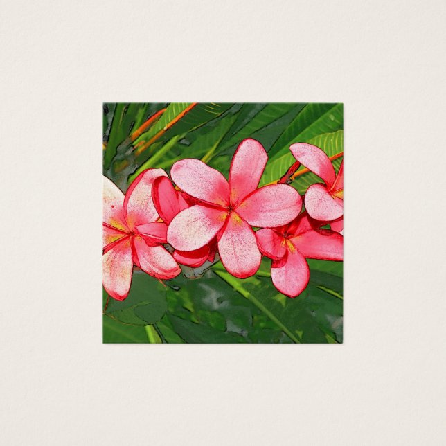 Plumerias rosa fyrkantigt visitkort (Framsida)
