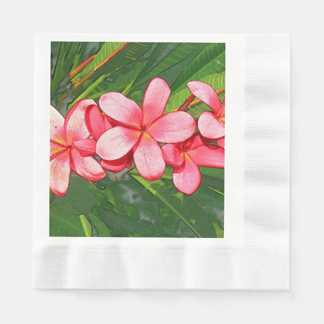 Plumerias rosa pappersservett (Framsidan)